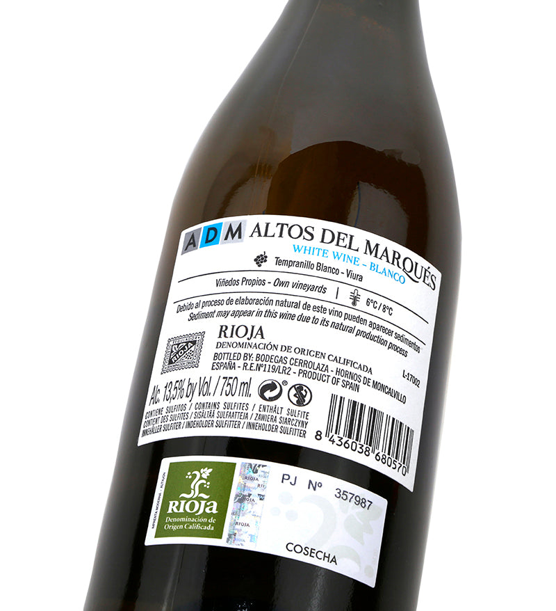 Vino ADM Rioja Alta Blanco 2024 | Tempranillo Blanco y Viura | 75cl