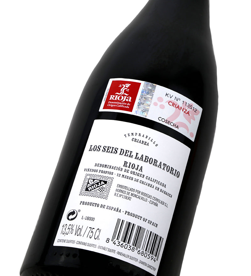 Vino Los Seis del Laboratorio Rioja Crianza 2021 | 12 Meses Barrica | 75cl